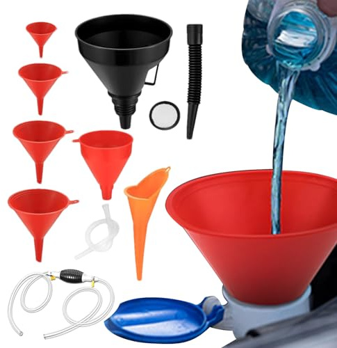 Getriebeflüssigkeit Trichter - Öltrichter -Kit 8 -teilig Mit Siphonpumpe | Rechtswinkel Und Breite Mund-Trichter Für Autowartung, Wasser, Kerosin, Getriebe Nachfüllungen, Mehrzweck-Auto-Garagenwerkzeu