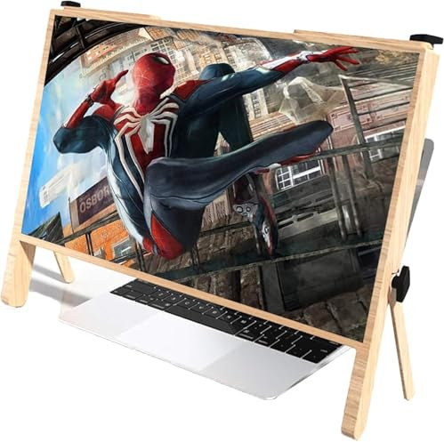 Laptop Screen Magnifier,screen Magnifier For Computer,3d Hd Mobile Phone Screen Magnifier,adjustable Phone Projector,folding Std For Computer/mobile Phone/tablet, Light Brown