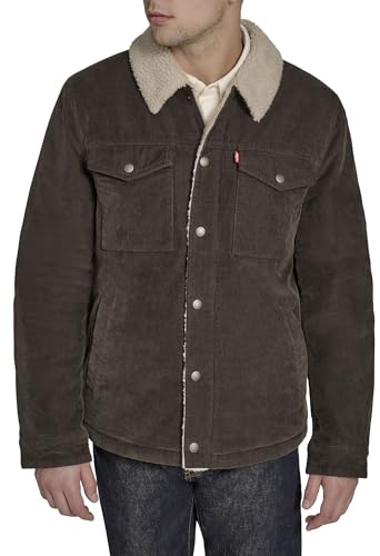 Levi's Men's Corduroy Sherpa Lined Trucker Jacket Coat, Turkish Coffee, XL
