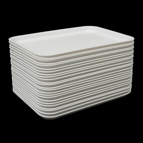 Bandejas para cafetería de 36 x 27 cm, juego de 24 unidades, plástico PP, bandeja grande con superficie antideslizante, apilable y apta para lavavajillas, robustas bandejas para servir para