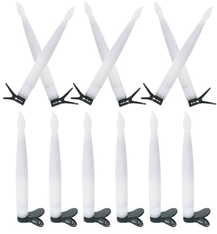 BESPORTBLE Confezione da 12 Candele Led per Albero di Natale, Bianco Caldo, Design a Clip, Include Lenza da Pesca da 20 M, Perfette per Decorazioni Natalizie E di Halloween, Riutilizzabili, Plastica,