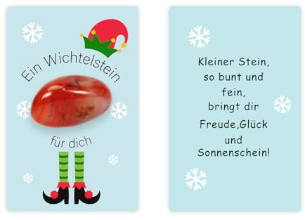 Montrestar Wichtelstein Wichtel Zubehör, Glücksstein mit Karte, Wichtelgeschenk Mitgebselstein, Wichtel Glücksbringer für Kinder Adventskalender Geschenk Weihnachten Kindergarten Schule (2-3 cm, Rot)
