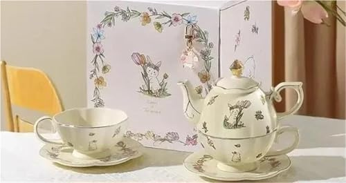 Set Da Tè Per Adulti Set Teiera E Tazza Princess Heart Alice Paese Delle Meraviglie Ceramica Regalo Compleanno Perfetto Per Amanti Cartoni Animati Set Da Tè Portatili(Type-C)