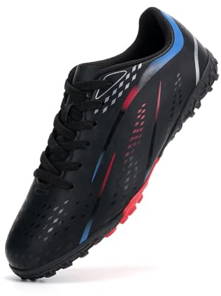 DEORUMN Indoor Soccer Shoes Mens Womens Futsal Shoes Turf Soccer Shoes Black