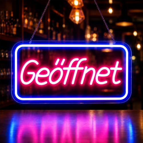 Rdutuok LED-Neonschild GEÖFFNET, 42 × 22 cm, horizontales Leuchtschild | Elektrische Leuchtreklame und dekoratives Display für Geschäft, Laden, Restaurant, Einzelhandel und weitere Gewerberäume