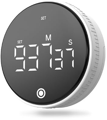 VOBOR Temporizador Digitales de Cocina Magnético, Pantalla LED Grande, Smart Timer Cronómetro para Cocinar, Hornear, Aprender, Fitness, Deportes (Blanco)