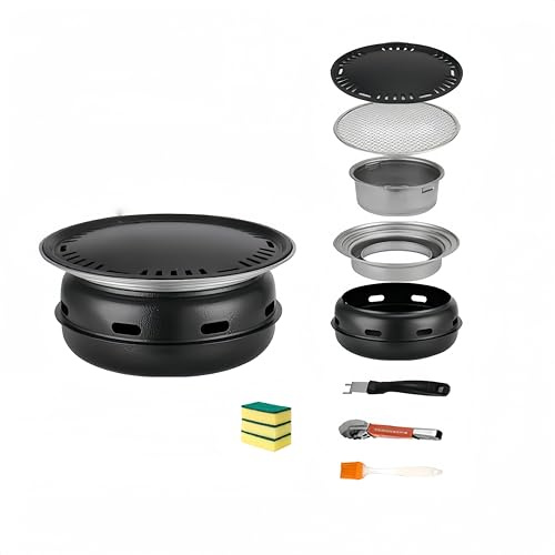 Barbecue portatile da 38,1 cm, senza fumo, in acciaio inox, con padella antiaderente, perfetto per giardini, picnic, feste in casa e cucina all'aperto
