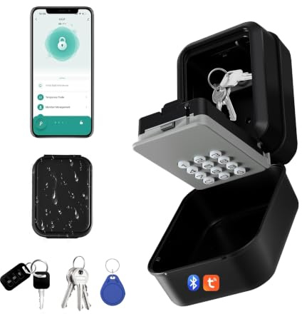 smallwell Smart Schlüsselbox - Schlüsseltresor mit Zahlencode unterstützt APP und PIN-Code Schlüsseltresor, Wetterfest Schlüsselsafe ür Haus Garage Wohnung, Ferienunterkunft (Tuya)