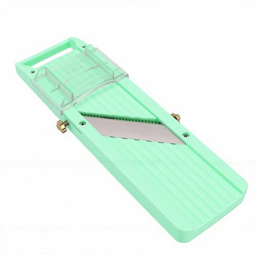ZJchao Rallador Cortador de Verduras Giratorio con Cuchillas Japonesas de Acero Inoxidable para Rebanadas y Tiras Uniformes (Verde)