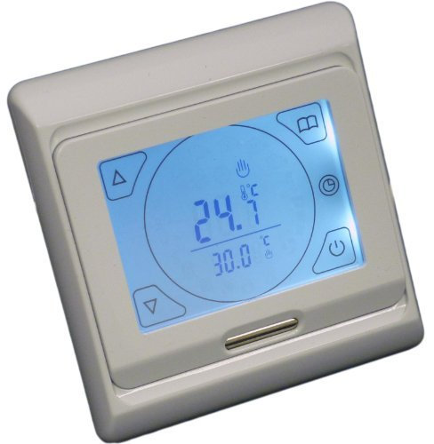 Touch Screen Digital Under Floor Heating Thermostat. Suitable for Almost All Electric underfloor Heating Systems. 16Amp. Includes Floor & air Temperature sensors.
