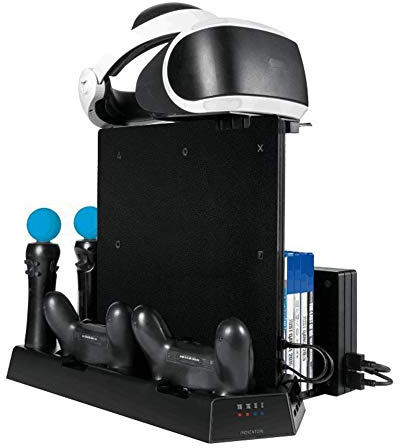 Stazione di ricarica verticale portatile 3 in 1 per PS4 con ventola di raffreddamento e dock USB per controller PS4 Slim/Pro