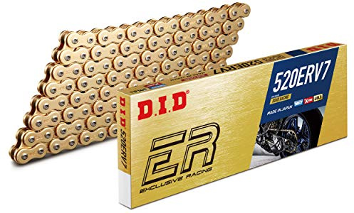 Chaîne D.I.D. 520ERV7 Or - 116 maillons avec joint rivet (ZJ) - Moto Chain - Acier allié - Double - 12.7 mm - 14.04 decimètres