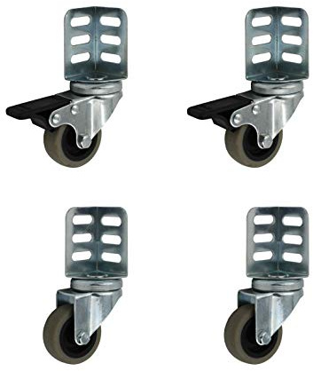 Set 2+2 Apparaterollen 50 mm Regale Lenkrollen Bremse m. Winkel Transportrollen