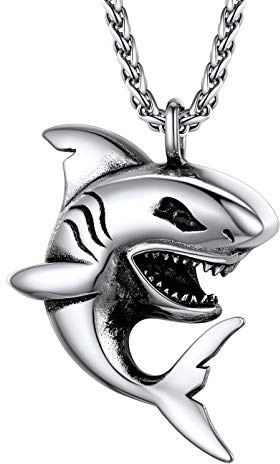 PROSTEEL Haifisch/Krake Anhänger Halskette Herren Edelstahl/18k vergoldet Meerestier Kette Biker Rocker Modeschmuck Accessoire für Männer