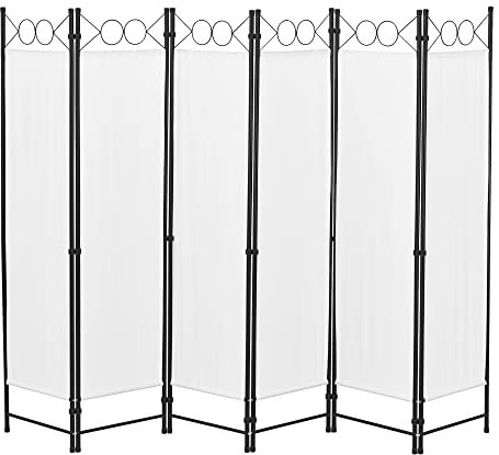 [en.casa] rumsavdelare Saragossa 6 delar 240 x 171 cm skärmvägg 6 delar. Insynsskydd skärmvägg spansk vägg vit