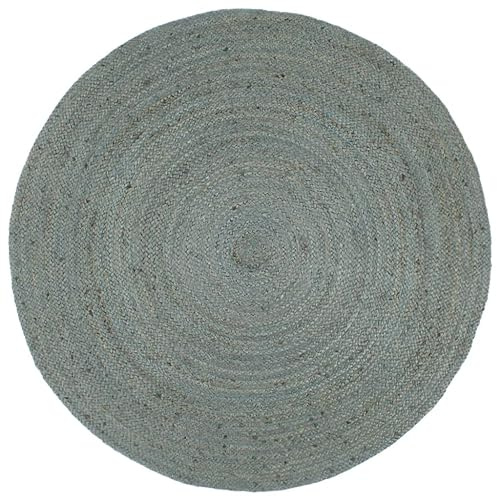 vidaXL Teppich Handgefertigt Jute Wohnzimmerteppich Juteteppich Handwebteppich Bodenmatte Schlafzimmer Wohnzimmer Flur Rund 240cm Olivgrün
