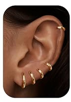MILACOLATO Pendientes Aro Pequeños Para Mujer Hombre Acero Quirúrgico Pendientes Huggie Cartílago De Lóbulos Ajustados Anillo De Nariz Labio Daith Helix Piercing Joyas Hinged Pendientes oro