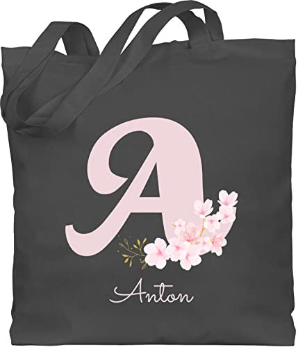 Baumwolltasche - Initialen - Personalisierte Geschenke mit Anfangsbuchstaben I Geschenkideen mit Namen - Unisize - Dunkelgrau - wechselwäsche beutel kita buchstaben buchstabe stoffbeutel