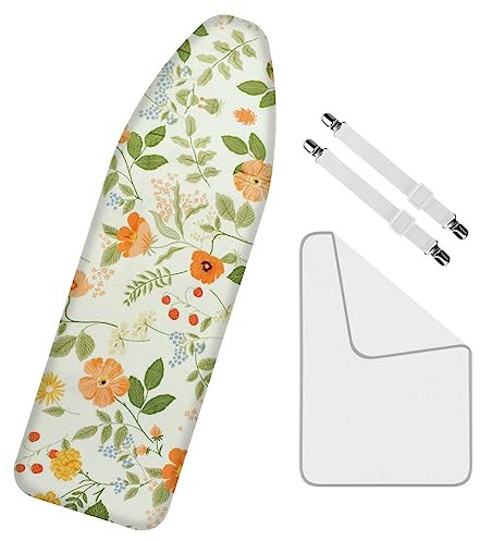 Philorn Bügelbrettbezug 120x40 cm für Dampfbügelstation, mit Wärmereflexion und Schnellbügelfunktion, ausgestattet mit Mesh und Gummiband, Bügelbretter von 38-45 cm x 130-140 cm, Grüne Gänseblümchen