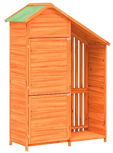 vidaXL Geräteschuppen, Gartenschrank mit Schrägdach, Holz Gerätehaus für Gartenwerkzeuge, Geräteschrank Werkzeugschrank, Braun 120x53,5x170cm Massivholz Kiefer