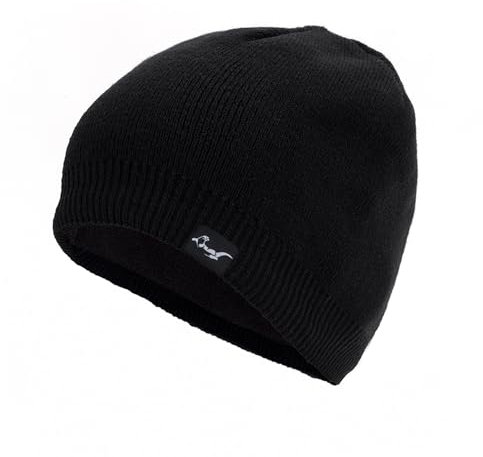 Wasserdichte Unisex Beanie Mütze für Damen & Herren - Warme Wintermütze mit Weichem Fleecefutter in Ideal zum Laufen, Skifahren, Snowboarden. (DE/NL/SE/PL, Alpha JASPO, Einheitsgröße, Schwarz – AA)