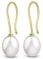 Amberta Allure Damen Ohrhänger mit Perle aus 9K Gold: 7 bin 8 Perle Ohrringe für Frauen