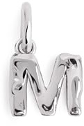 SINGULARU - Charm Letter Organic. Colgante en Plata de Ley 925 con Acabado Baño de Rodio. Combinable con Collar. Joyas para Mujer. Letras M