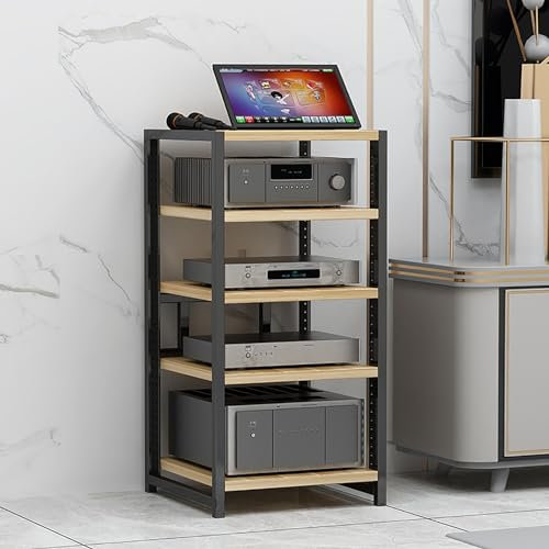JIAHESHYP 4-stöckiger AV-Medienständer, Eck-TV-Ständer, Rack-Audio-Tower mit verstellbaren Regalen, Eck-Entertainment-Center, perfekt for DVD-Player, Spielekonsole (Color : D, Size : 5-Tier)