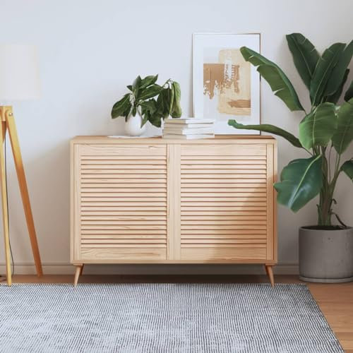 Rantry Ante con Design a Lamelle 2 pz 69x59,4 cm in Legno di Pino, Ante in Legno, Ante per Armadio a Muro Persiana da Interni, Ante per Armadio da Cucina