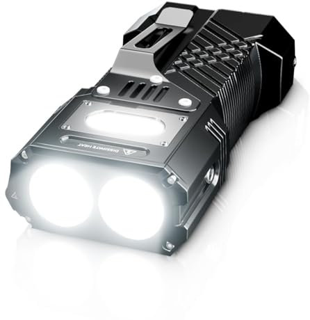 WARSUN X609 Torcia elettrica robotica, super luminosa, 3000 lumen, torcia LED ricaricabile, 7 modalità con luce rossa, per campeggio, emergenza, attrezzatura di sopravvivenza