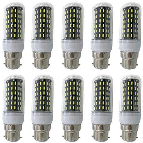 Aoxdi 10 Stück B22 Bajonett LED Leuchtmittel Glühbirne 9W, Kaltweiß, 96 SMD 4014 LED Glühlampe, Nicht Dimmbar B22D Cap Lampen, AC220-240V