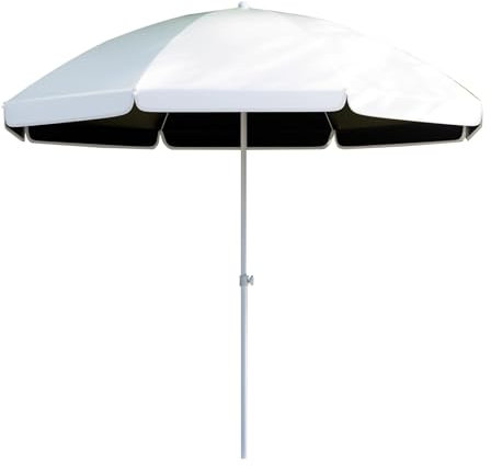 HESHEQ 2m 2.2m 2.4m 2.8m 3m Strandschirm Marktschirm Gartenschirm Schützt die Pflanzen vor Sonnenbrand Vierfach höhenverstellbar mit 8 Rippen Kein Sockel for Garten,Balkon und Terrasse(Size:White 3m)
