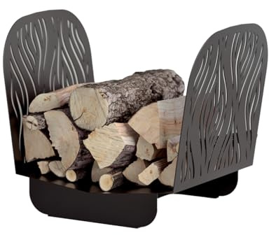 THIRARD - Porte-Bûches en Acier - Design Élégant - Finition Époxy Noir - Intérieur et Extérieur - Capacité Bûches 40 cm - Facile à Assembler - Fixations Fournies - Fabriqué en France