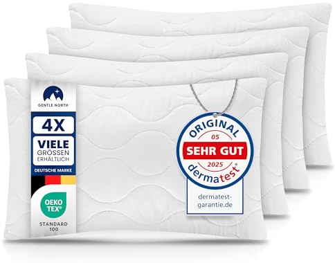 Gentle North Kopfkissen (40x60 cm groß) - 4er Set Kissen für Bett und als Dekokissen - Mit Reißverschluss für Füllung - Sofakissen - Zierkissen für Couch und Sofa - Ökotex - Waschbar bis 60° - Weiß