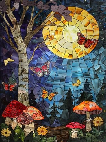 Flower Paint by Numbers Mushroom Paint by Numbers for Children Beginners, Hobbies for Adults Women Paint-by-Numbers, with 3 Brushes and Acrylic Paint Drawing, for Gift and Home Decor 50x70cm WS-150