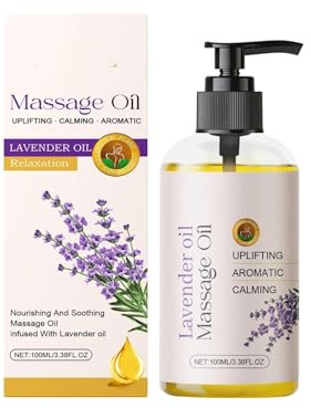 Massageöl Wohltuend Entspannende - Hochwertiges Rosmarin,Zitrone,Eukalyptus,Vanille,Rose,Lavendel mit Vitamin E - natürlicher Pflegeöl-Komplex - für trockene & sensible Haut (Lavendel, 100ML)