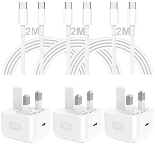 iPhone 17 16 Charger, 3Pack iPhone 15 charger 2M 20W Apple Fact USB C Charger Plug with USB C Cable for iPhone 16/16 Plus/16 Pro Max/15/15 Plus/15 Pro/15 Pro Max, New iPad 12.9, iPad Mini, iPad air