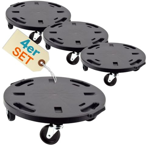 4er Set Transportroller Rollbrett Transportrollen Rollbrett Werkstatt Pflanzen Rollbretter Transport Möbelrollen flach Pflanzenroller rund Transporthilfe mit Rollen 40