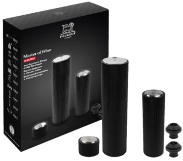 PEUGEOT - Coffret Cadeau Tire-Bouchon Line Reverse + Pompe à Vide Preserve - Électrique, Rechargeable, 100% Automatique - Autonomie Longue - Recharcge Rapide - Idée Cadeau Œnologie - Coloris Noir Mat