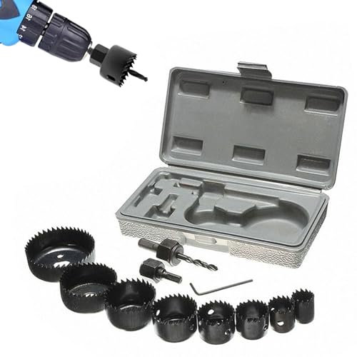 Set di 11 Seghe a Tazza per Legno,Seghe a Tazza per Cartongesso,Sega a Tazza Bi-metallica,Sega a Tazza,Utilizzato per foratura precisa su sughero,Bordo del PVC e plastica,19 mm - 64 mm
