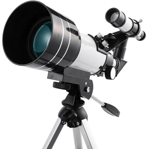 Astronomisches Teleskop, 70-mm-Blende (15- bis 150-fach) für Erwachsene, tragbares astronomisches Refraktor-HD-Teleskop, Monokular, mit Stativ, mit Sternenfinder für Telefonhalterung und 90°-Spiegel,