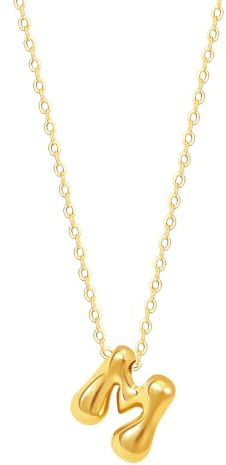 Viwind Buchstaben Anhänger Halskette Damen Kette 18k Gold A-Z Halskette für Damen Bubble Letter 48cm Einstellbar Mit Geschenkbox