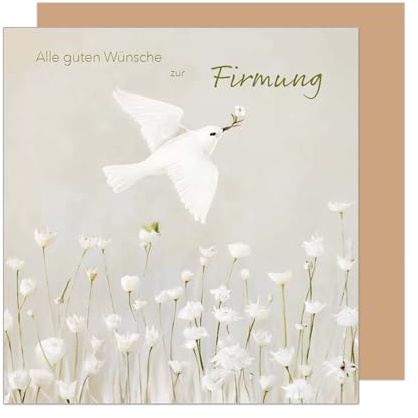 Edition Seidel Premium quadratische Glückwunschkarte zur Firmung mit Umschlag. Firmungskarte mit Spruch Karte Grußkarte Junge Mädchen Jugendliche Taube Blumen Blumenwiese (FIQ117 SW025)