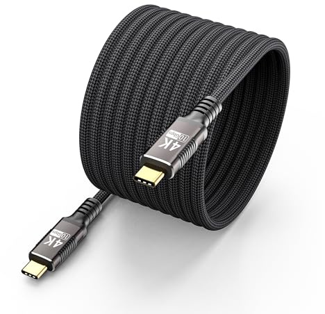 KMMXXCPM Cavo USB C lungo 5 m Compatibile con Thunderbolt 3,USB-C 3.1 10Gbps Trasferimento Dati,Cavo USB Tipo C Ricarica Rapida 100W PD3.0 20V/5A,USBC Video 4K@60Hz/2K@120Hz,per Laptop/Monitor/Hub/SSD