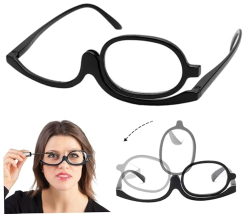 Heidouse Gafas de maquillaje, lentes de lupa plegables y portátiles, gafas transparentes de pares con lente giratoria, de lectura resistente a los ratones de 250 grados para mujeres, niñas