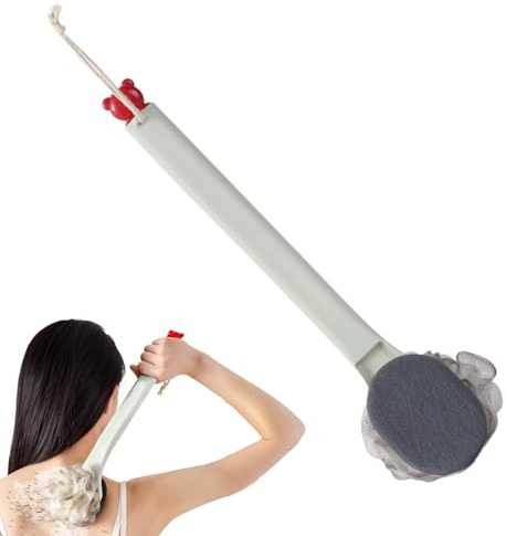 Brosse de bain à long manche – Brosse à dos de douche pour nettoyage quotidien | ABS avec tête double face, poils doux et fermes pour jambes, cou, épaules, hommes et femmes, appartement, salle de bain