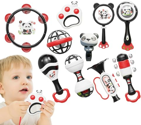 Rassel-Set – leicht zu greifende Panda-Rasseln – pädagogisches Musikinstrument zum Lernen von Vorschulen und Spielen