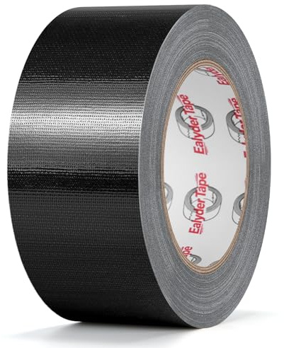 Ealyder Tape Cinta adhesiva americana 50 mm x 27.4 m, Cinta impermeable de tela de para reparaciones, bricolaje, manualidades, uso en interiores y exteriores (1 Rollo - Negro)