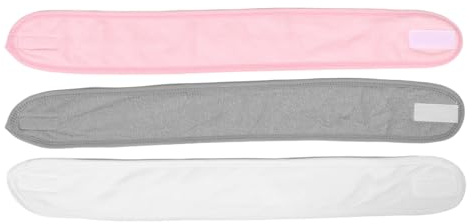 HEATSHAKING Lot De 3 Bandeaux Double Couche Ajustables Pour Maquillage Et Bain, Tissu Doux Respirant, Femmes Multipurpose Soin Du Visage Et Yoga, Blanc Rose Gris