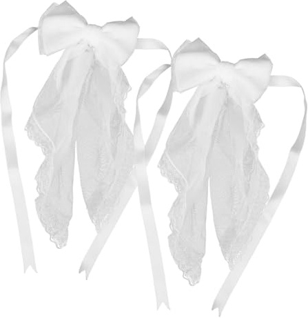 DIYEAH 2 Piezas Alzapaños de Cortina Blancos con Lazo de Encaje para Boda Accesorios Vintage para Cortinas de Decoración Romántica y Versátil para Interiores y Exteriores